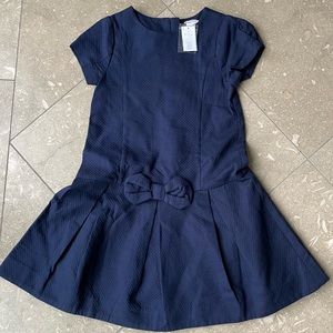 NWT Jacadi Paris Classic & Elegant Pleated Drop Waist Dress Navy Blue